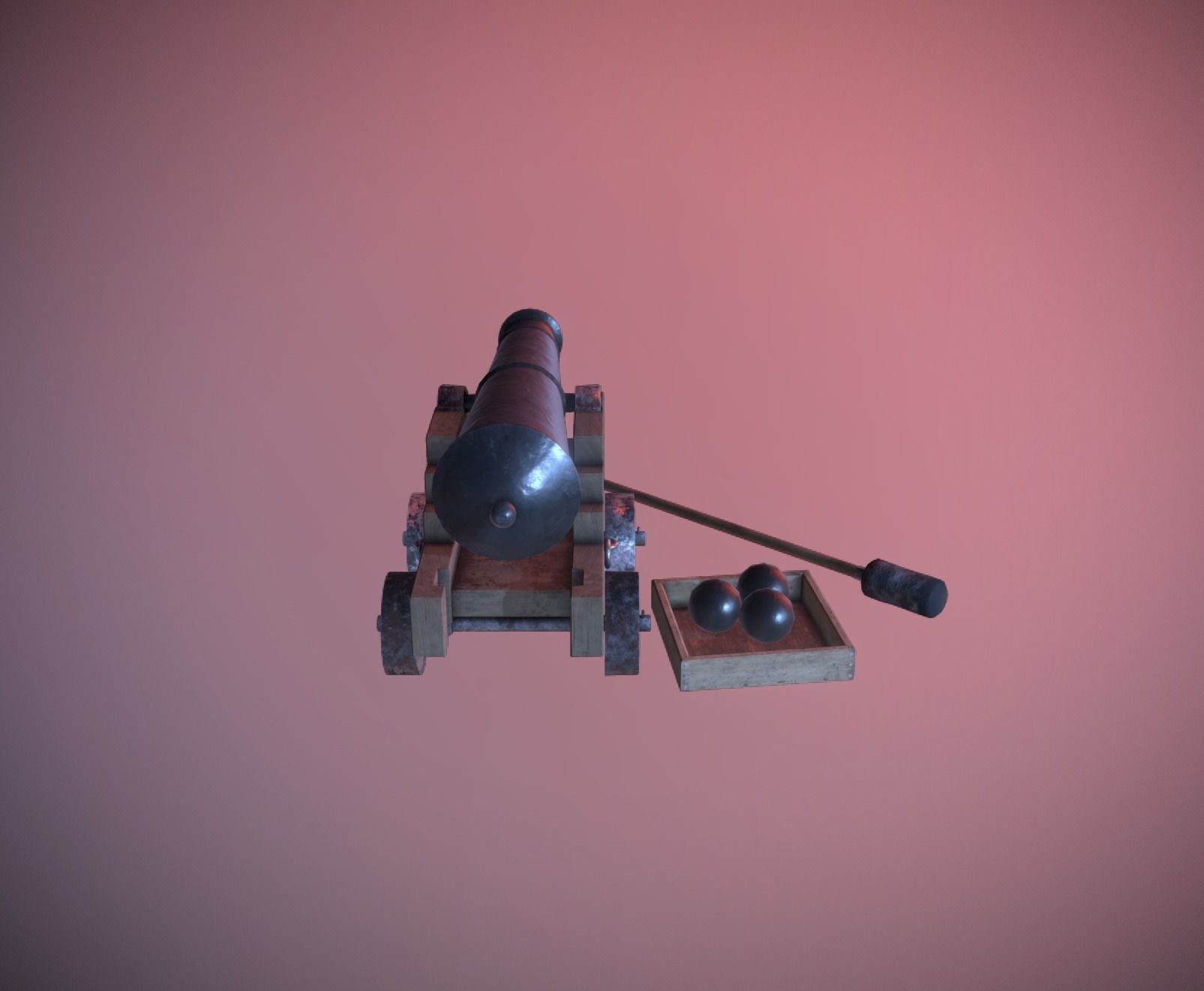 Shooting Cannon Game Ready Low-Poly PBR AR VR Low-poly 3D model_5