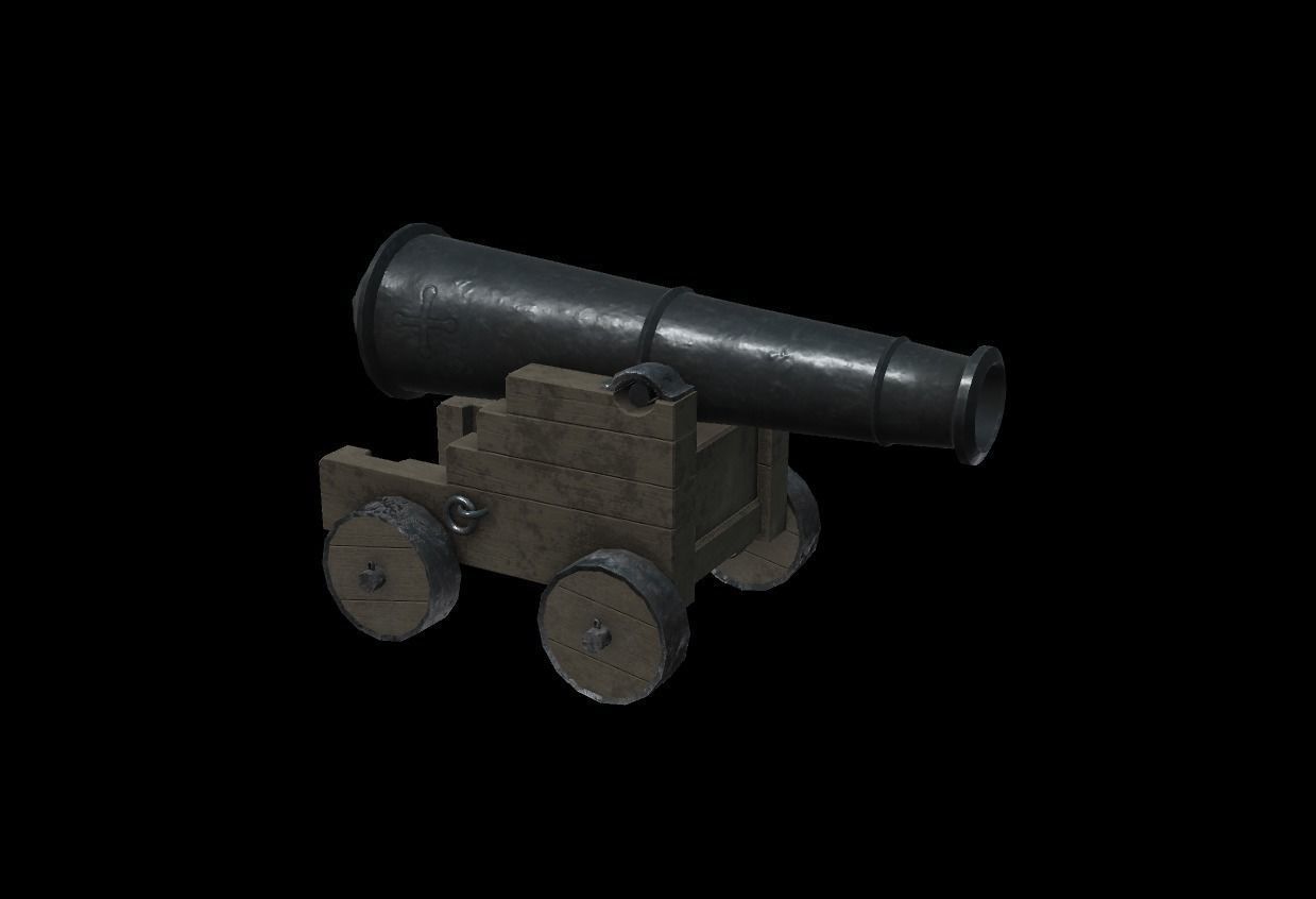 Shooting Cannon Game Ready Low-Poly PBR AR VR Low-poly 3D model_7