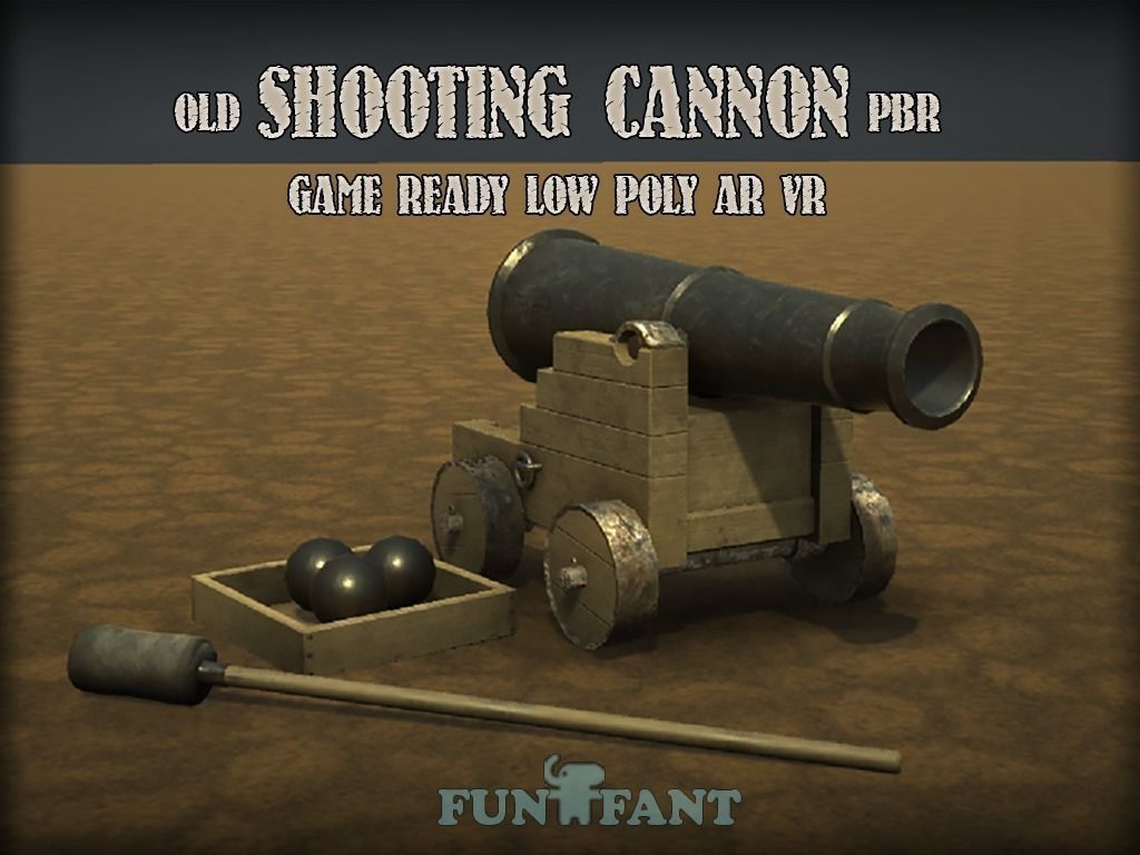 Shooting Cannon Game Ready Low-Poly PBR AR VR Low-poly 3D model_6