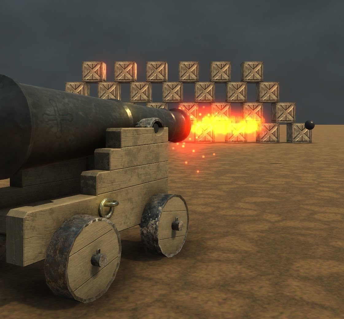 Shooting Cannon Game Ready Low-Poly PBR AR VR Low-poly 3D model_19