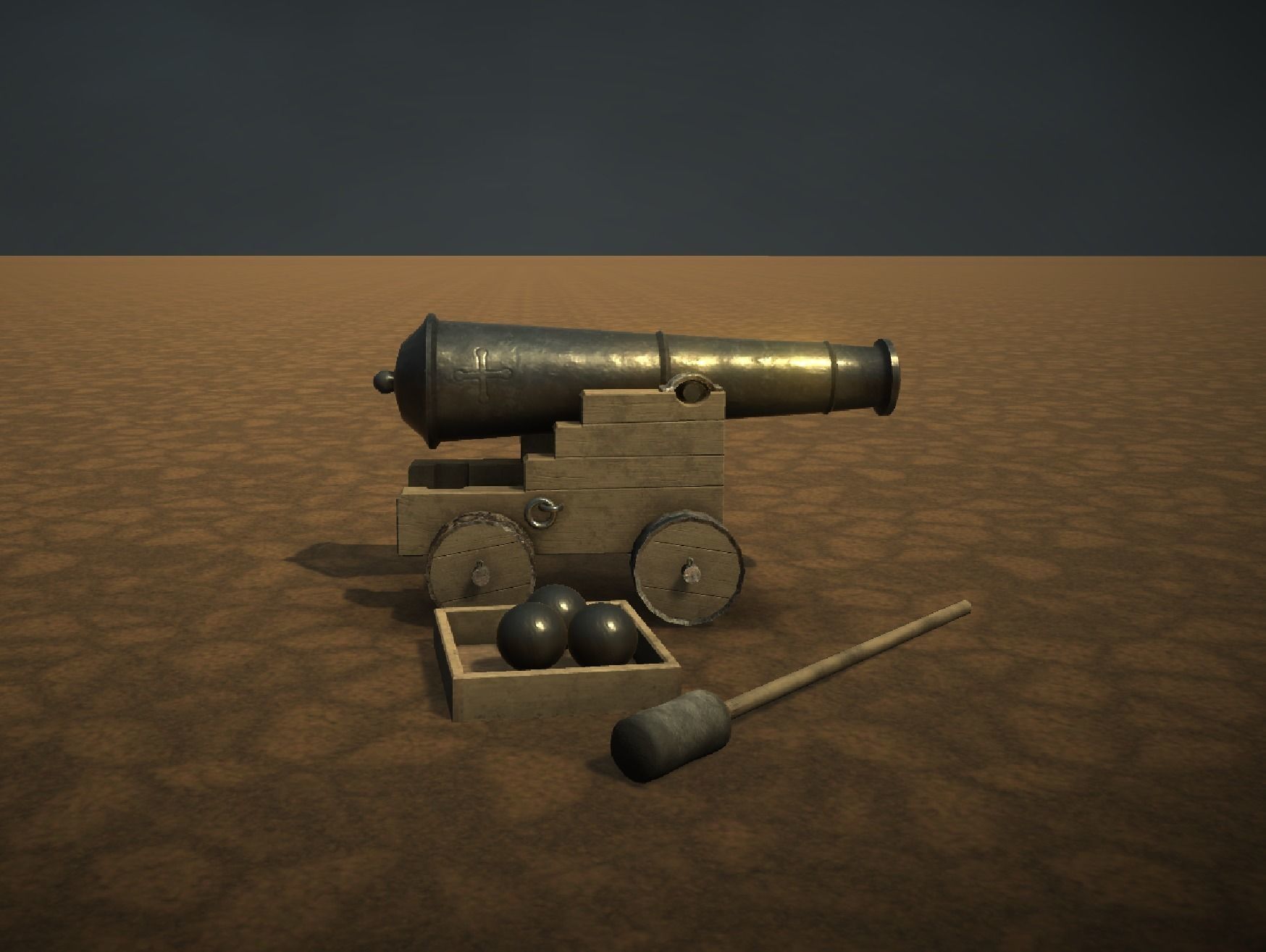 Shooting Cannon Game Ready Low-Poly PBR AR VR Low-poly 3D model_18