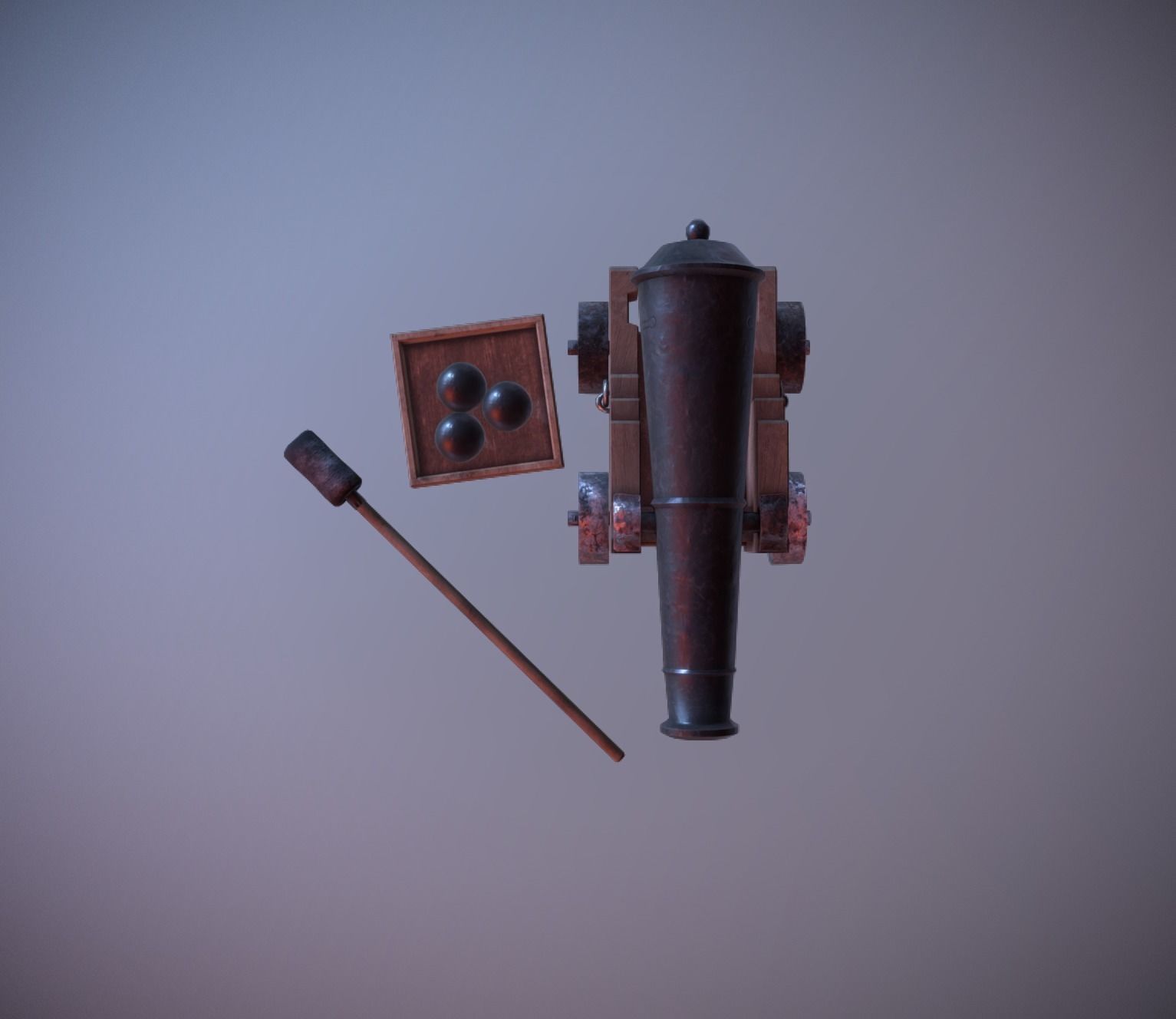 Shooting Cannon Game Ready Low-Poly PBR AR VR Low-poly 3D model_4