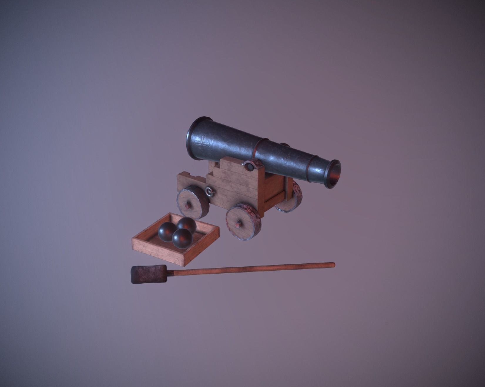 Shooting Cannon Game Ready Low-Poly PBR AR VR Low-poly 3D model_2