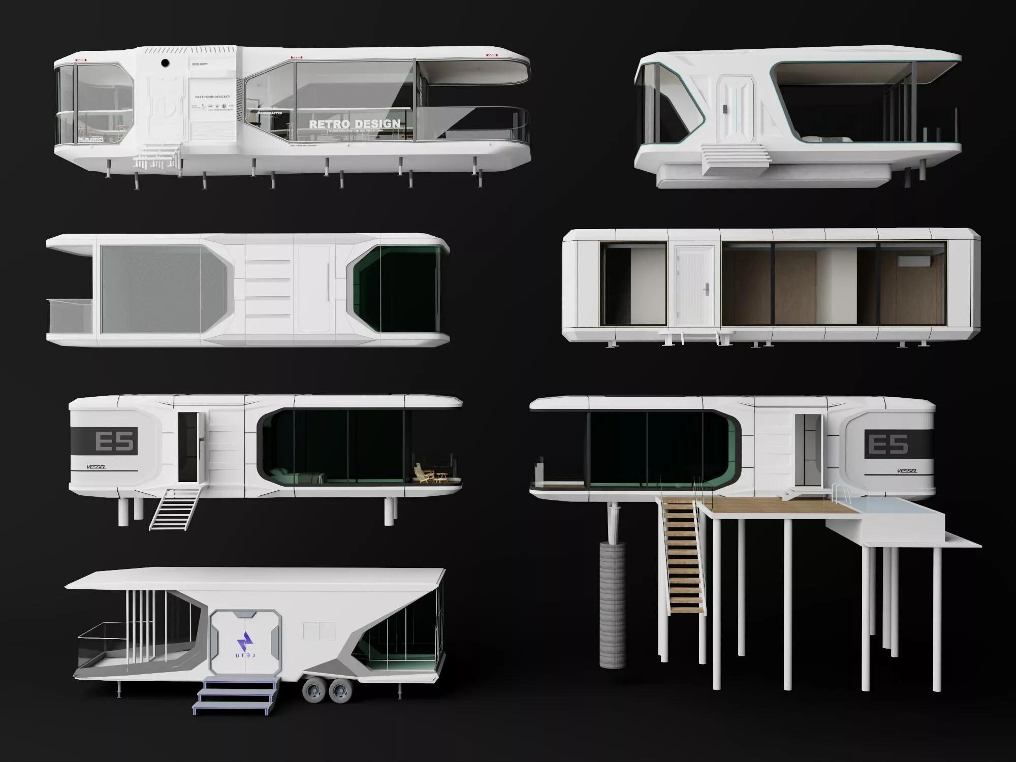 Futuristic Modular Capsule House Low-poly 3D model