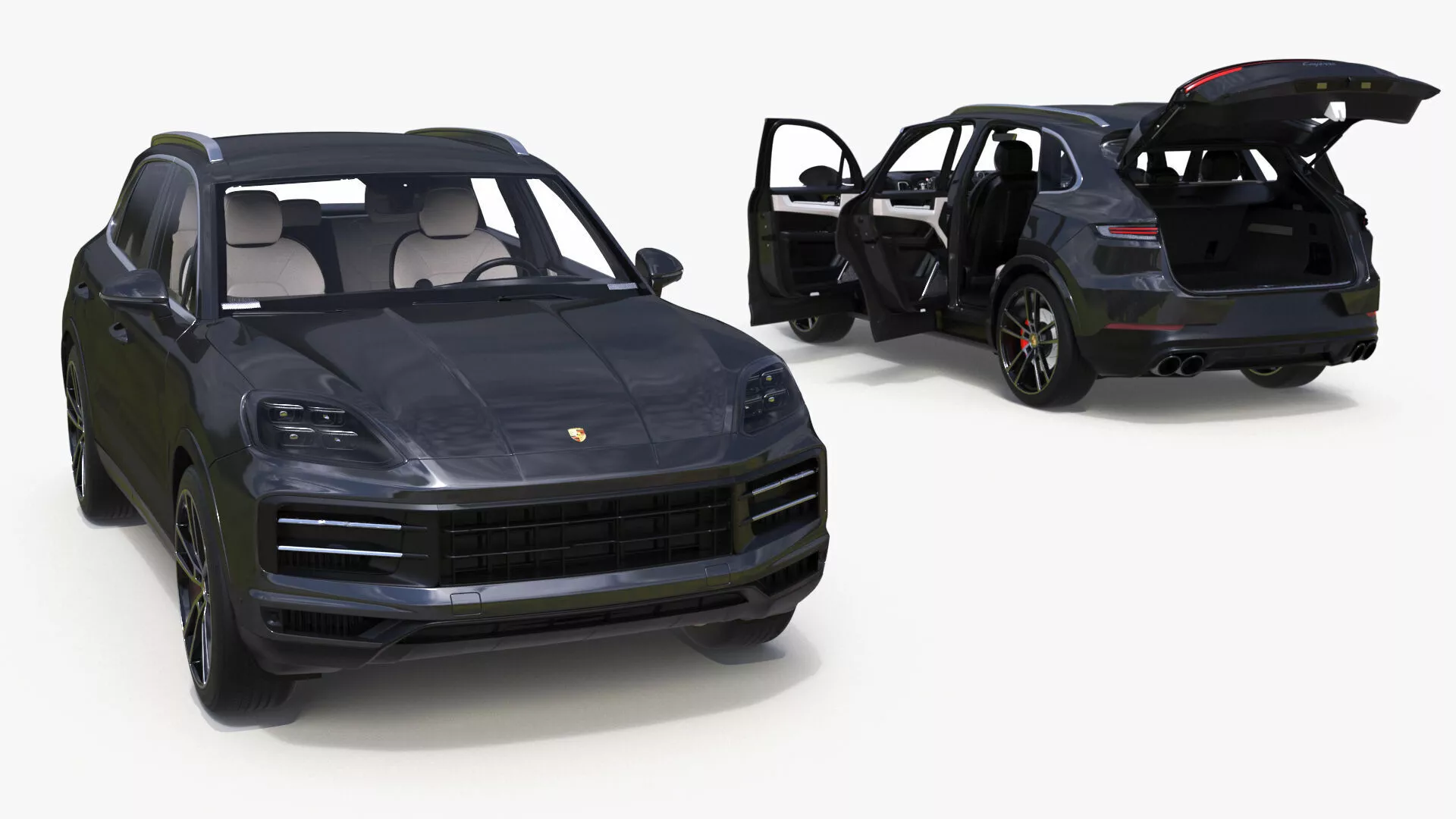 Porsche Cayenne 2024 Luxury SUV Black Rigged 3D model