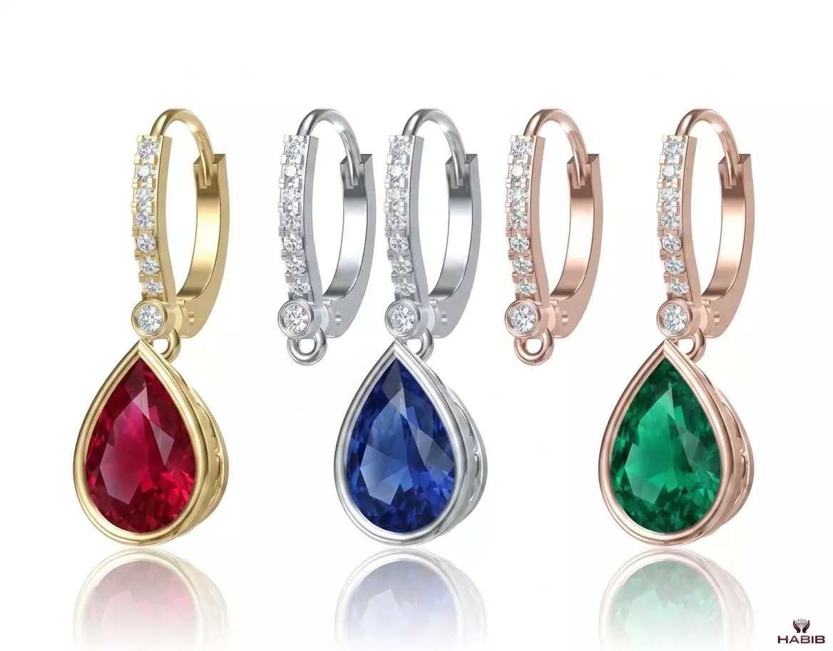 Luxury Pear Drop Earrings CAD Model STL 3DM 3D print model