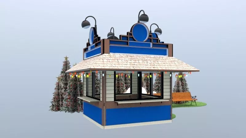 Blue Outdoor Kiosk Model 3D model