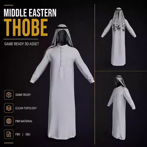 Thobe Outfit Set Middle Eastern Game Ready PBR