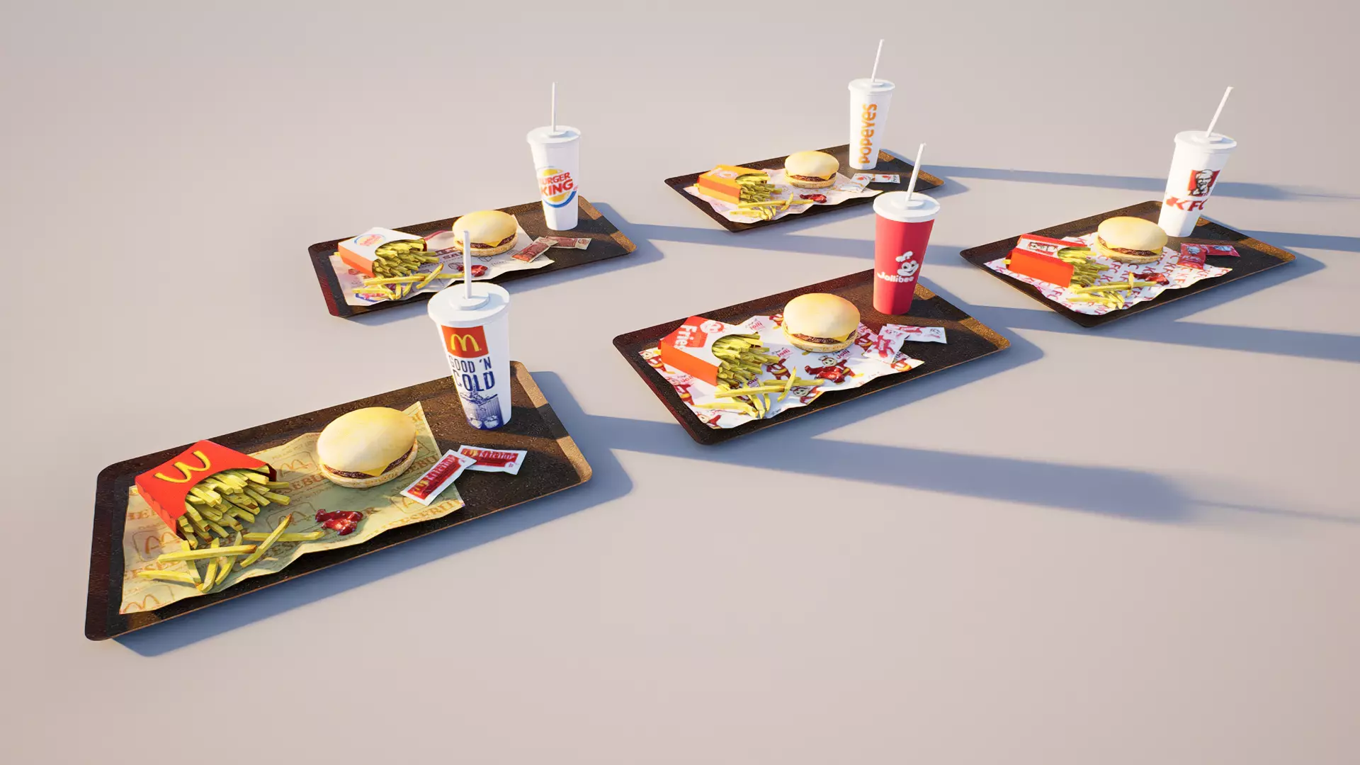 5 Classic Cheeseburger Value Meal Low-poly 3D model