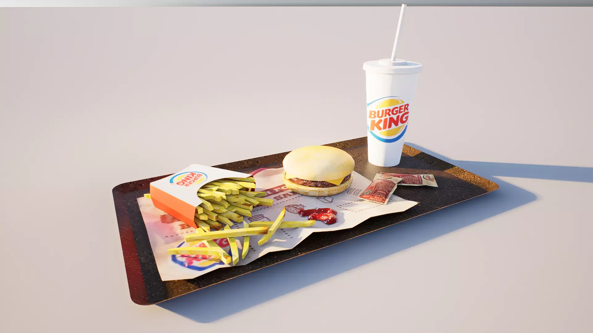 Fast Food Value Meal Low-poly 3D model