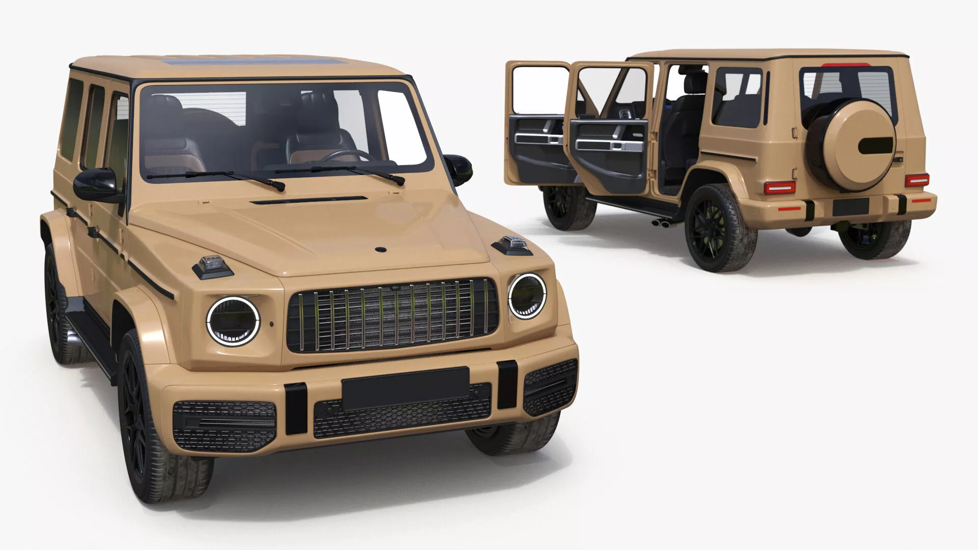 Luxury SUV Generic Beige Rigged 3D model