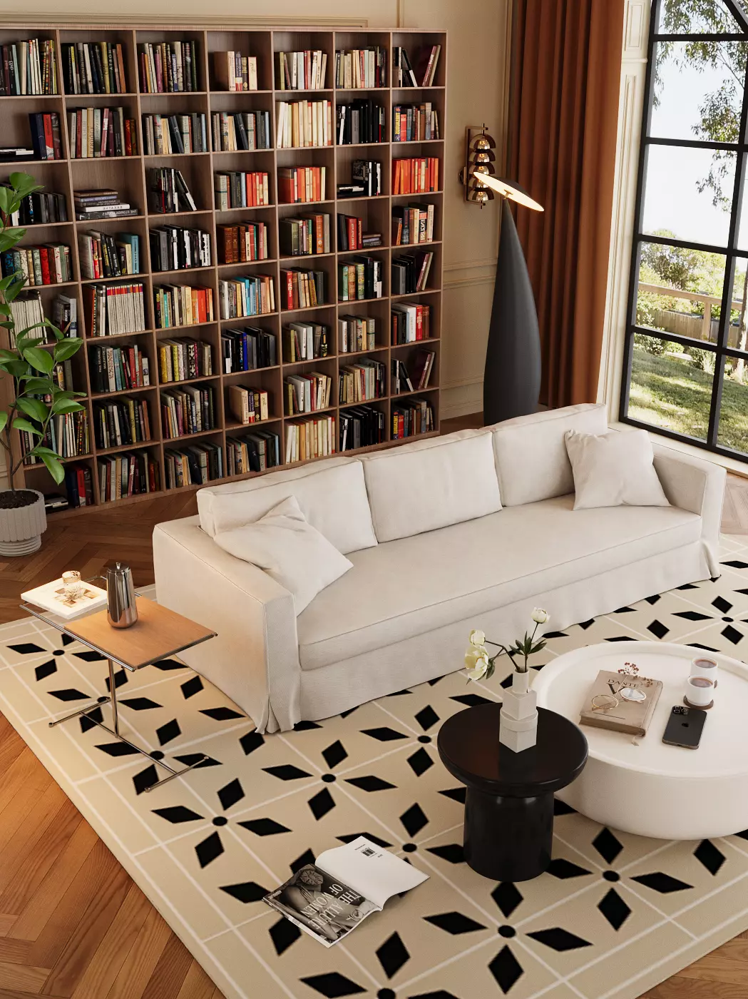 Wabi-sabi villa living room modern living room interior scenes 3D model