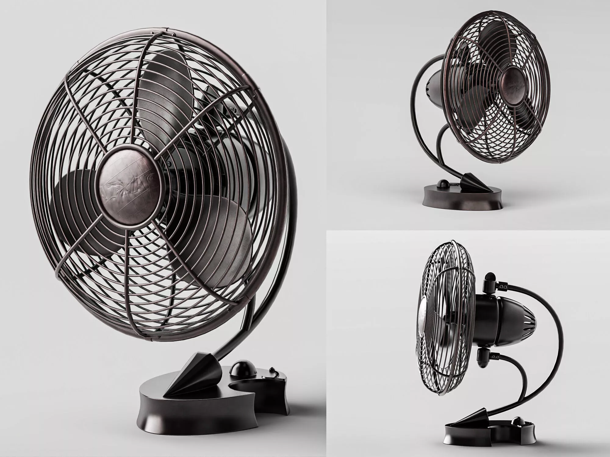 Vintage Metal Desk Fan Industrial Low-poly 3D model