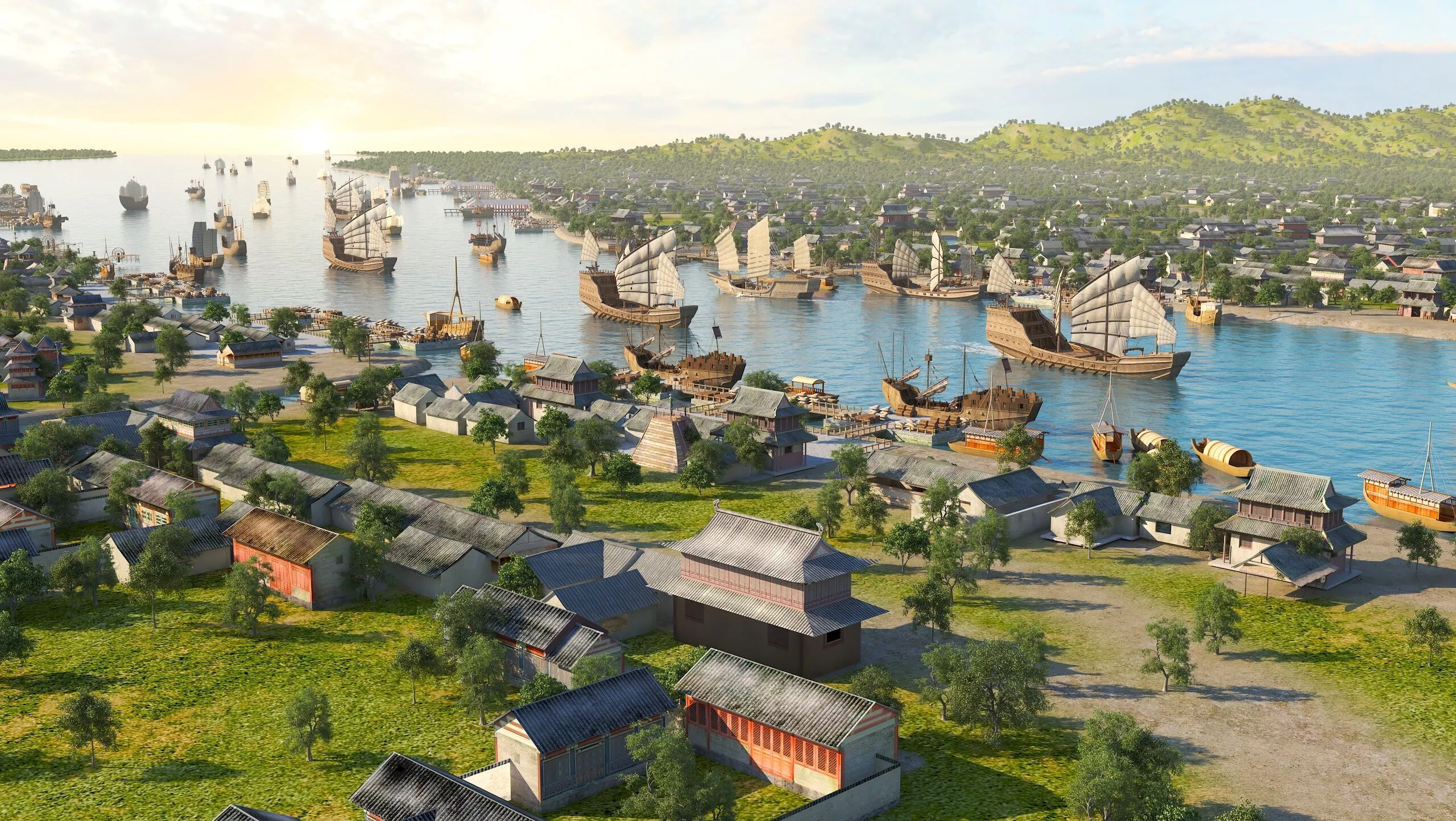 Ancient Chinese Port - Canal Trading City 3D model