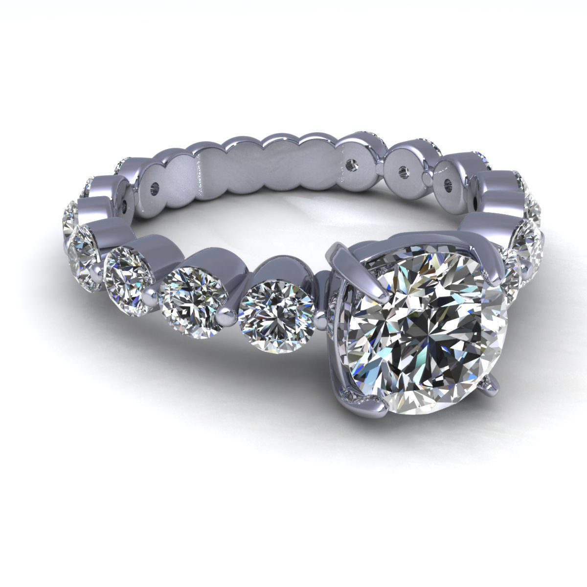 Shared-Prong Diamond Ring 3D print model_5