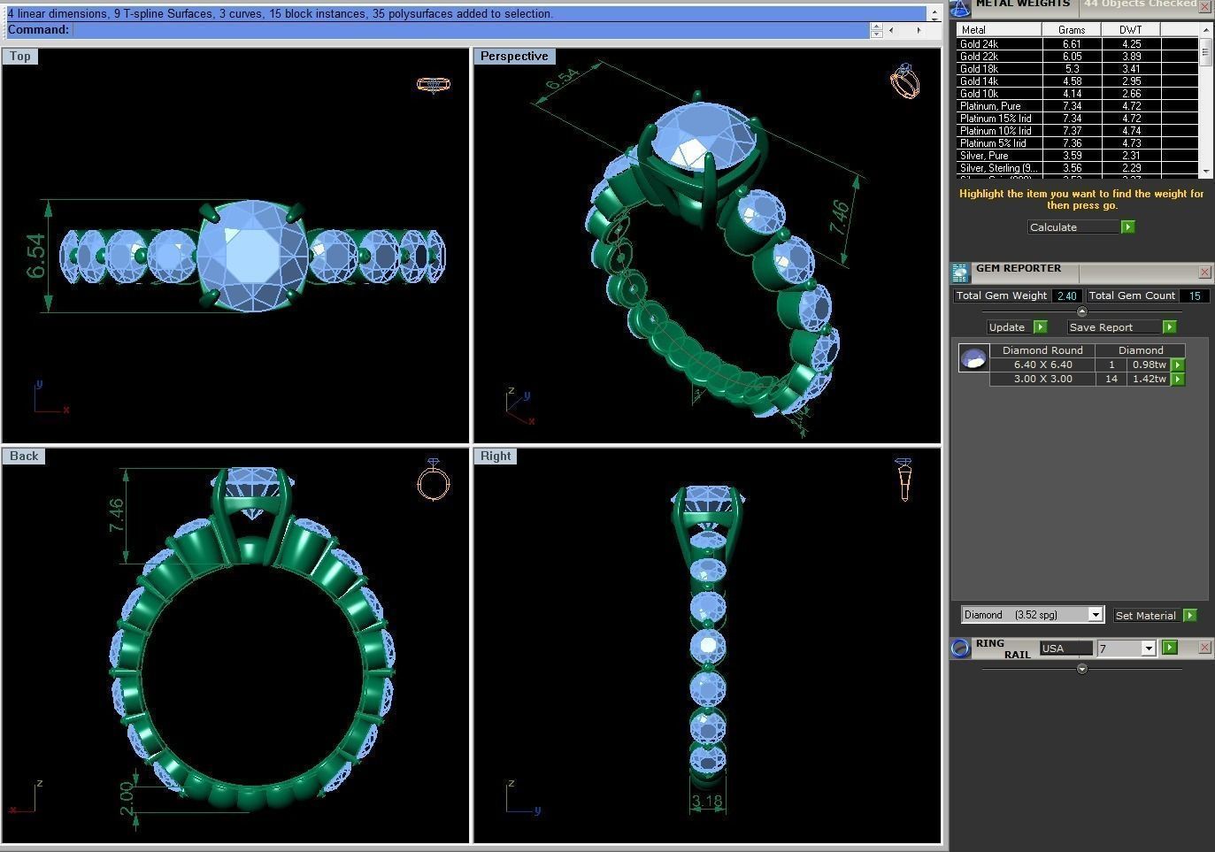 Shared-Prong Diamond Ring 3D print model_4