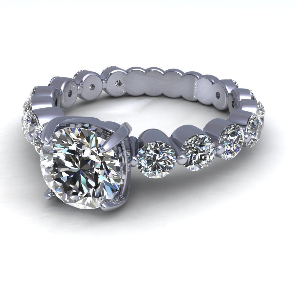 Shared-Prong Diamond Ring 3D print model_2