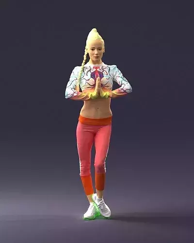 000694 Yoga Fitness Woman Praying Pose 3D Scan