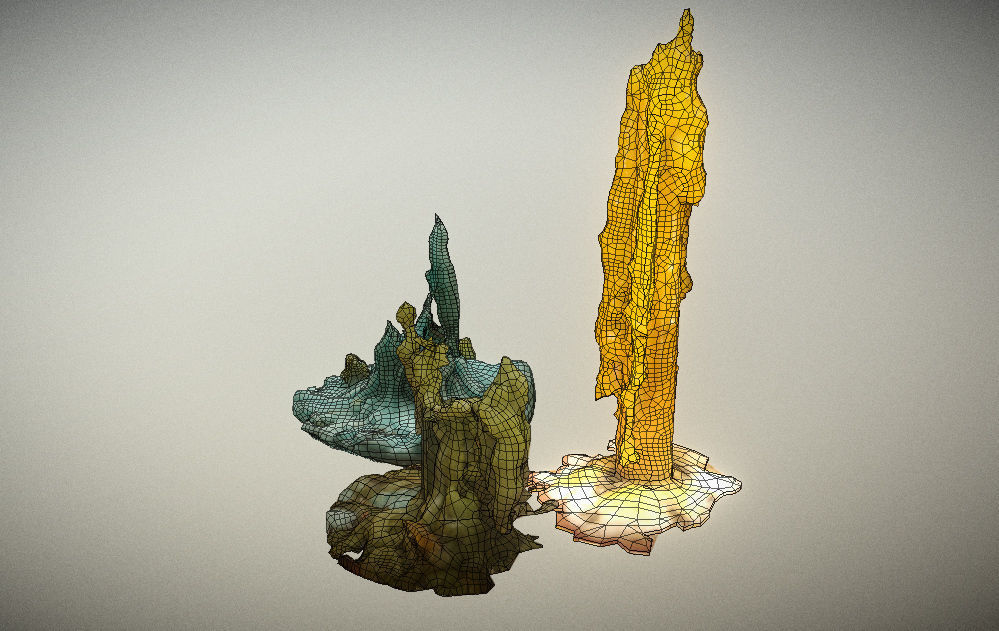 Scanned photorealistic retro candle holder and 3 candles Low-poly 3D model_14