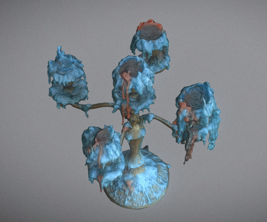 Scanned photorealistic retro candle holder and 3 candles Low-poly 3D model_4