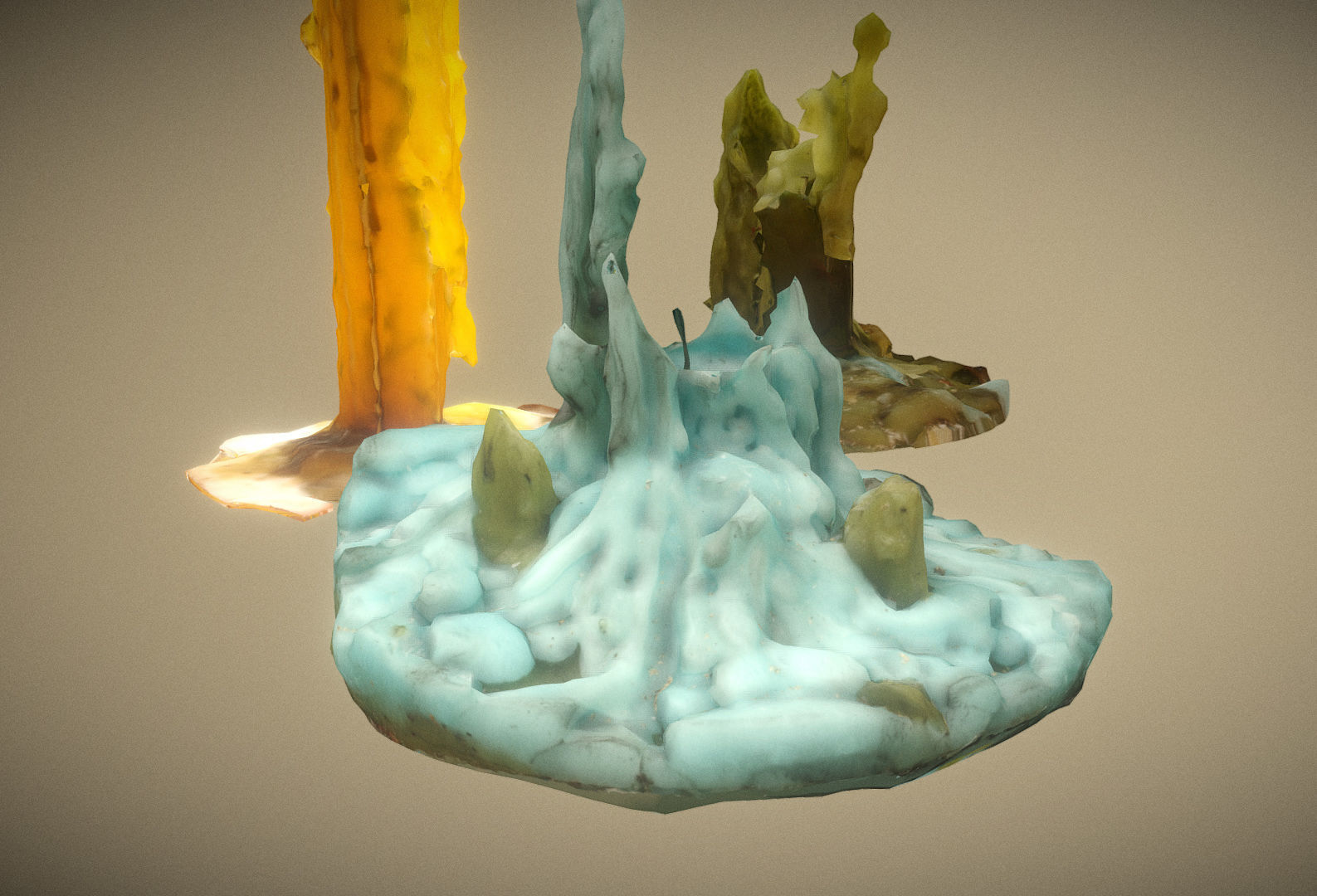 Scanned photorealistic retro candle holder and 3 candles Low-poly 3D model_19