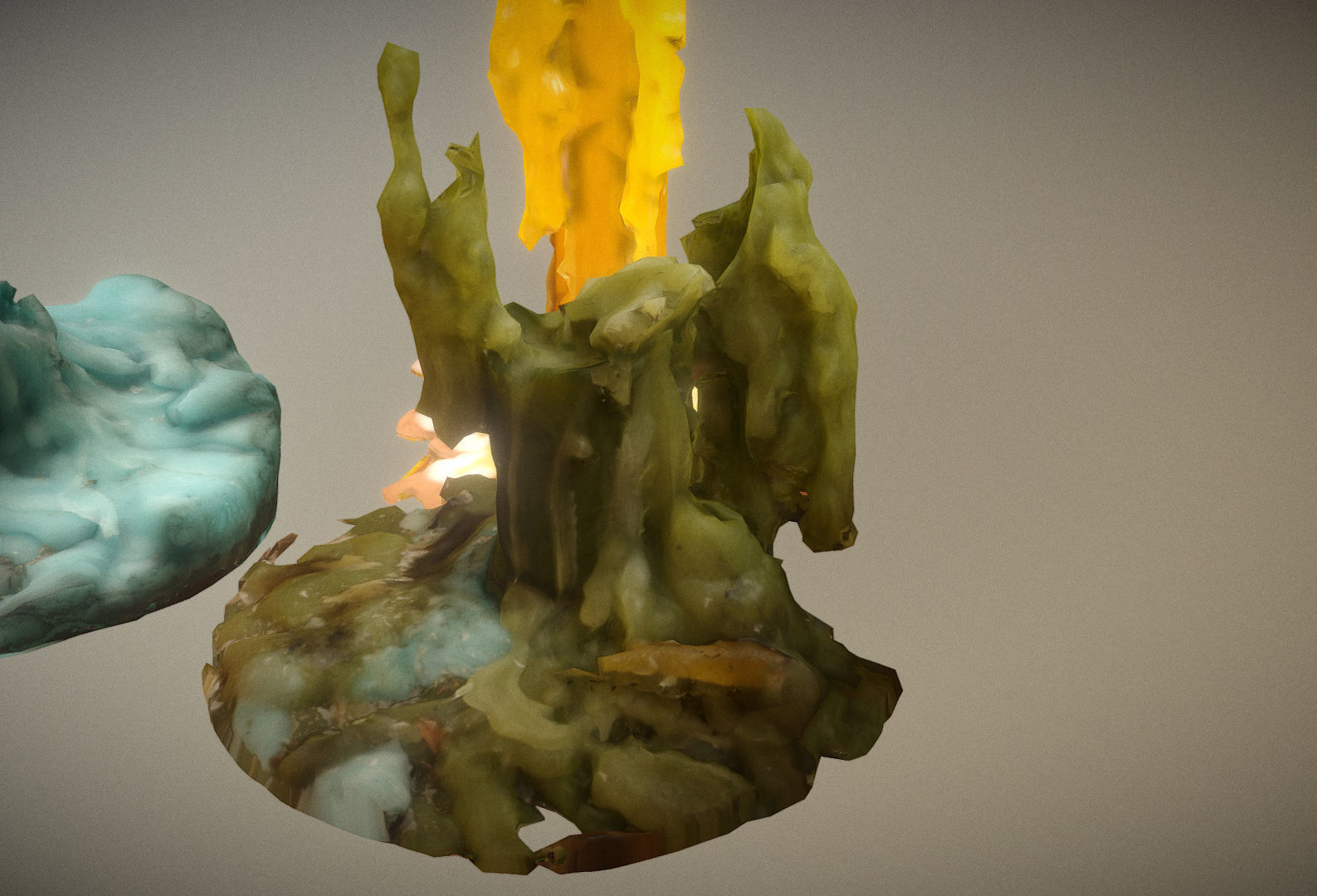 Scanned photorealistic retro candle holder and 3 candles Low-poly 3D model_17