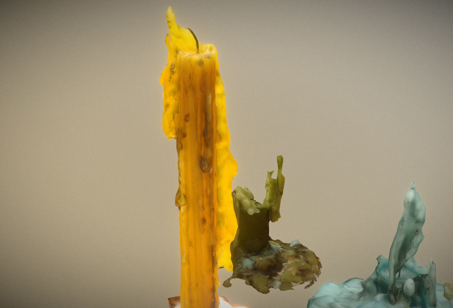 Scanned photorealistic retro candle holder and 3 candles Low-poly 3D model_20