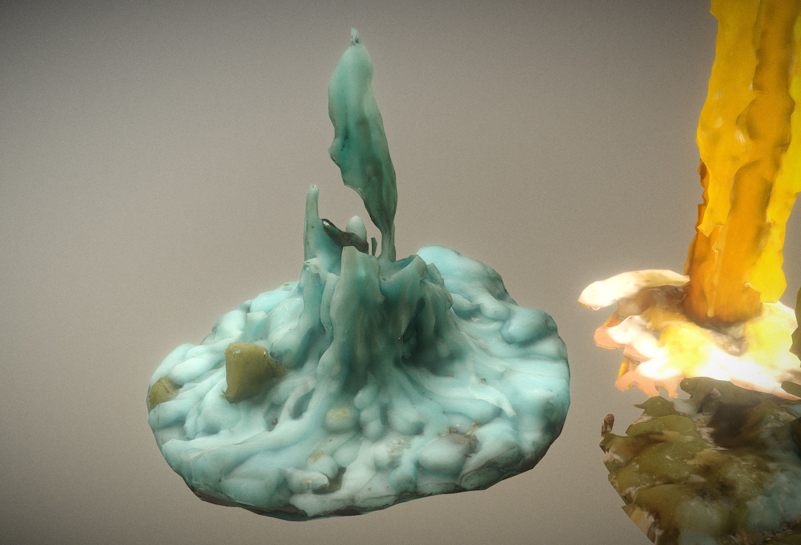 Scanned photorealistic retro candle holder and 3 candles Low-poly 3D model_21