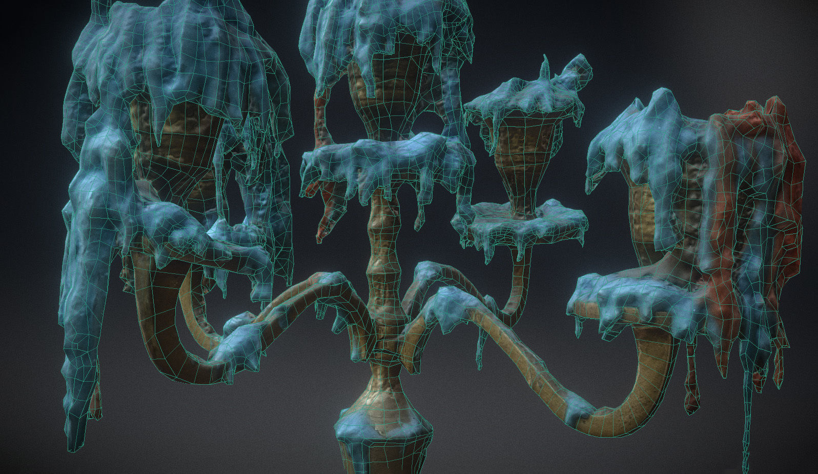 Scanned photorealistic retro candle holder and 3 candles Low-poly 3D model_6