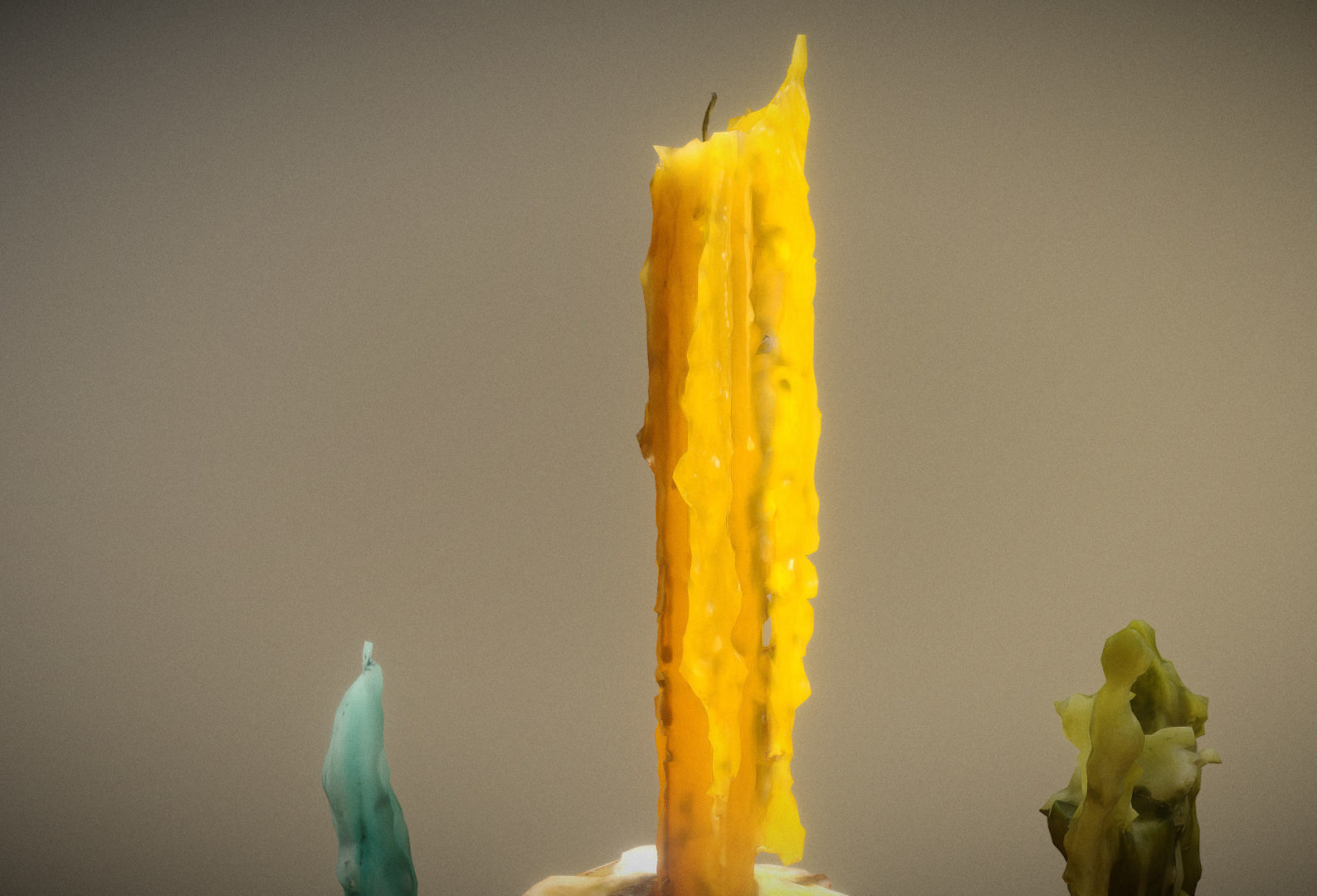 Scanned photorealistic retro candle holder and 3 candles Low-poly 3D model_22