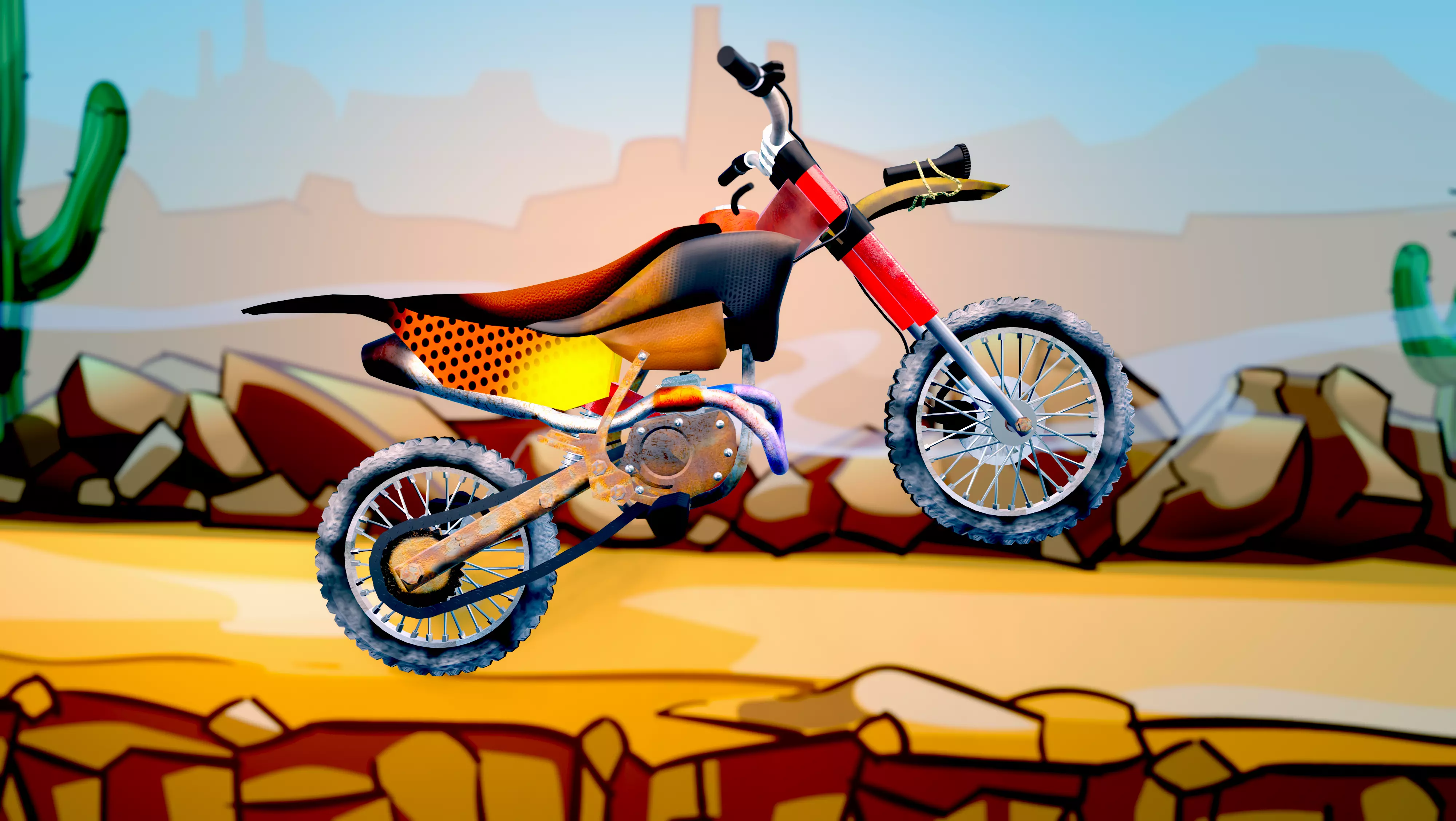 Stylized Game Ready Motorcycle Low Poly PBR 3D Model Low-poly 3D model