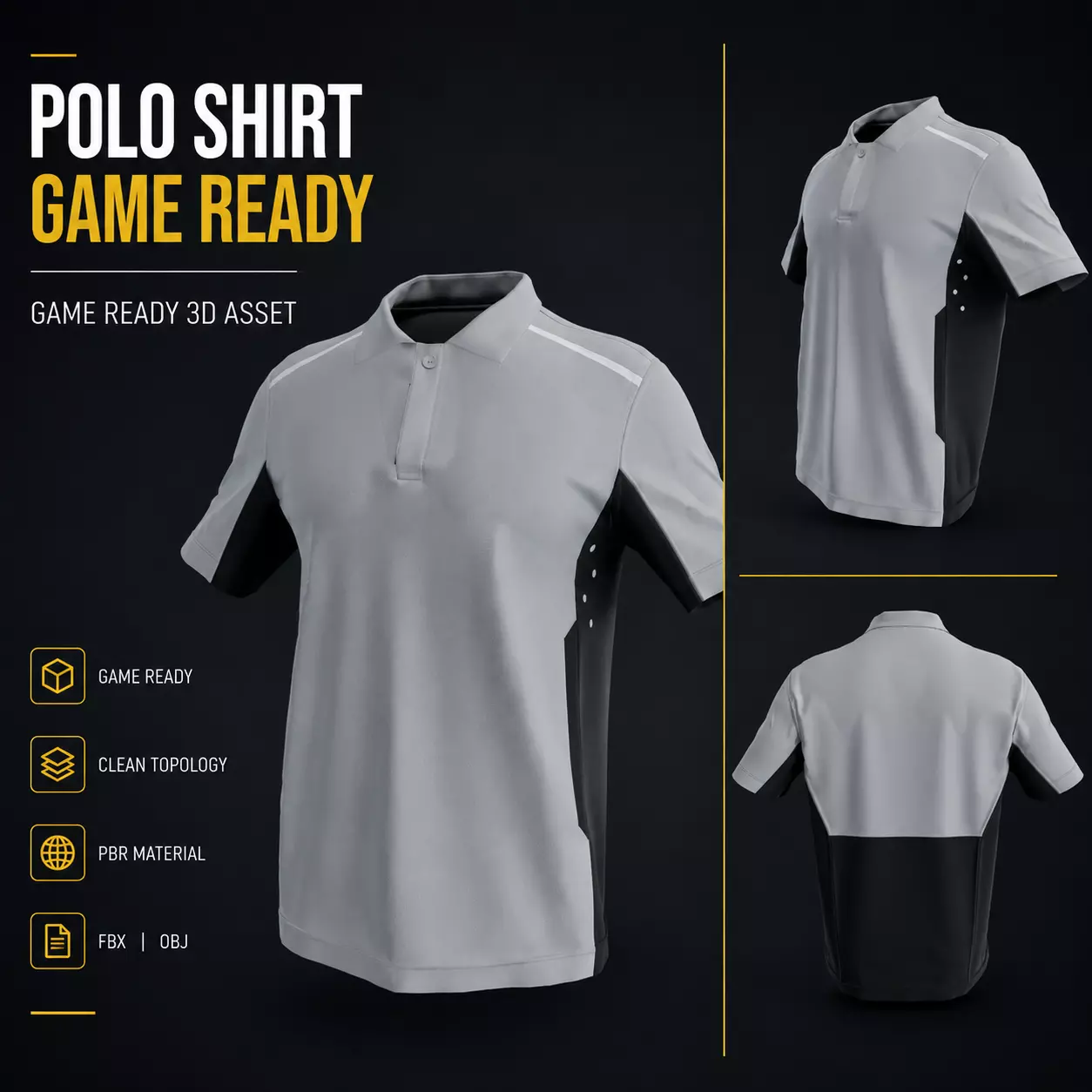 Polo Shirt Sport Game Ready PBR Low-poly 3D model