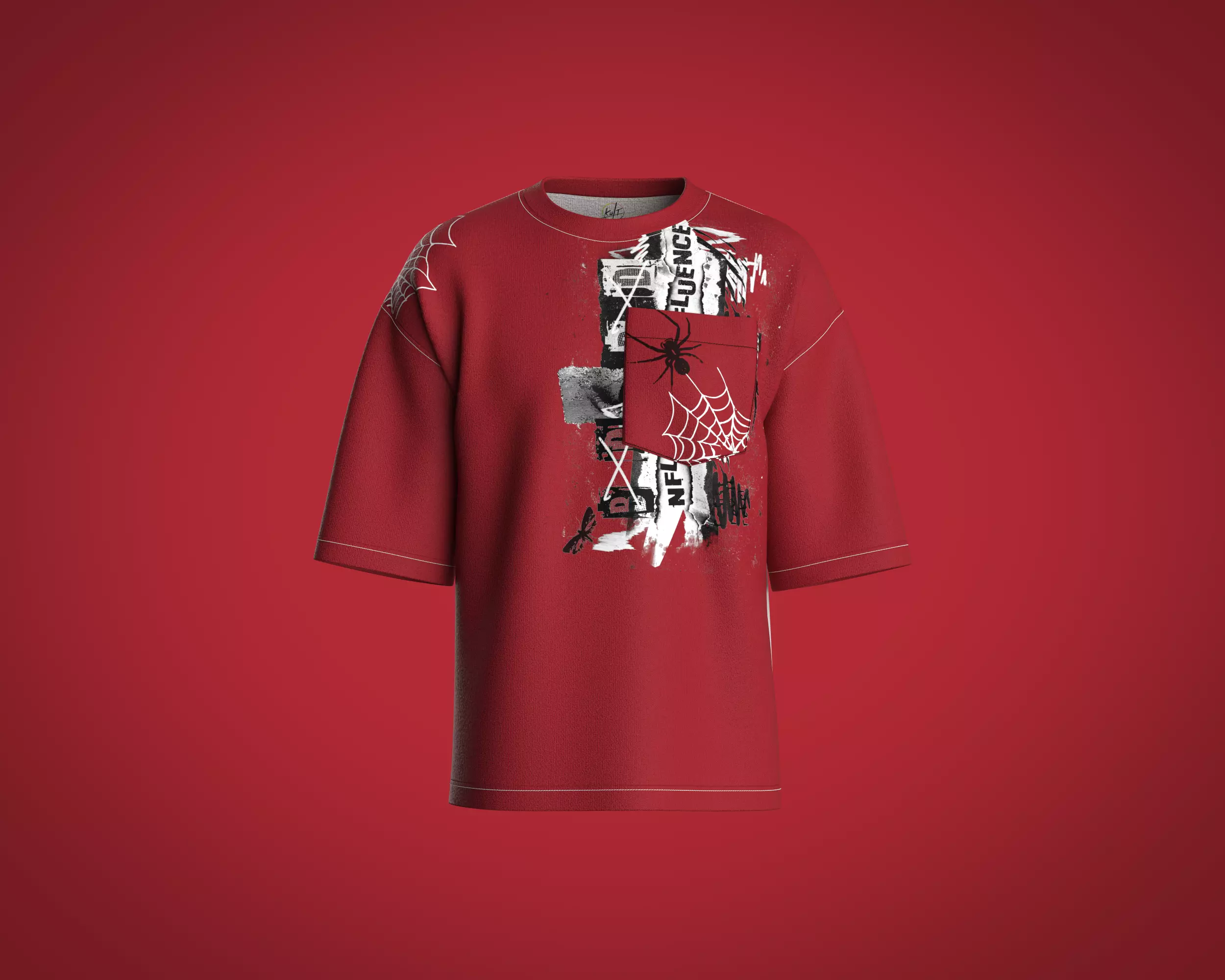 Mens T-shirt with spider graphic 3D model