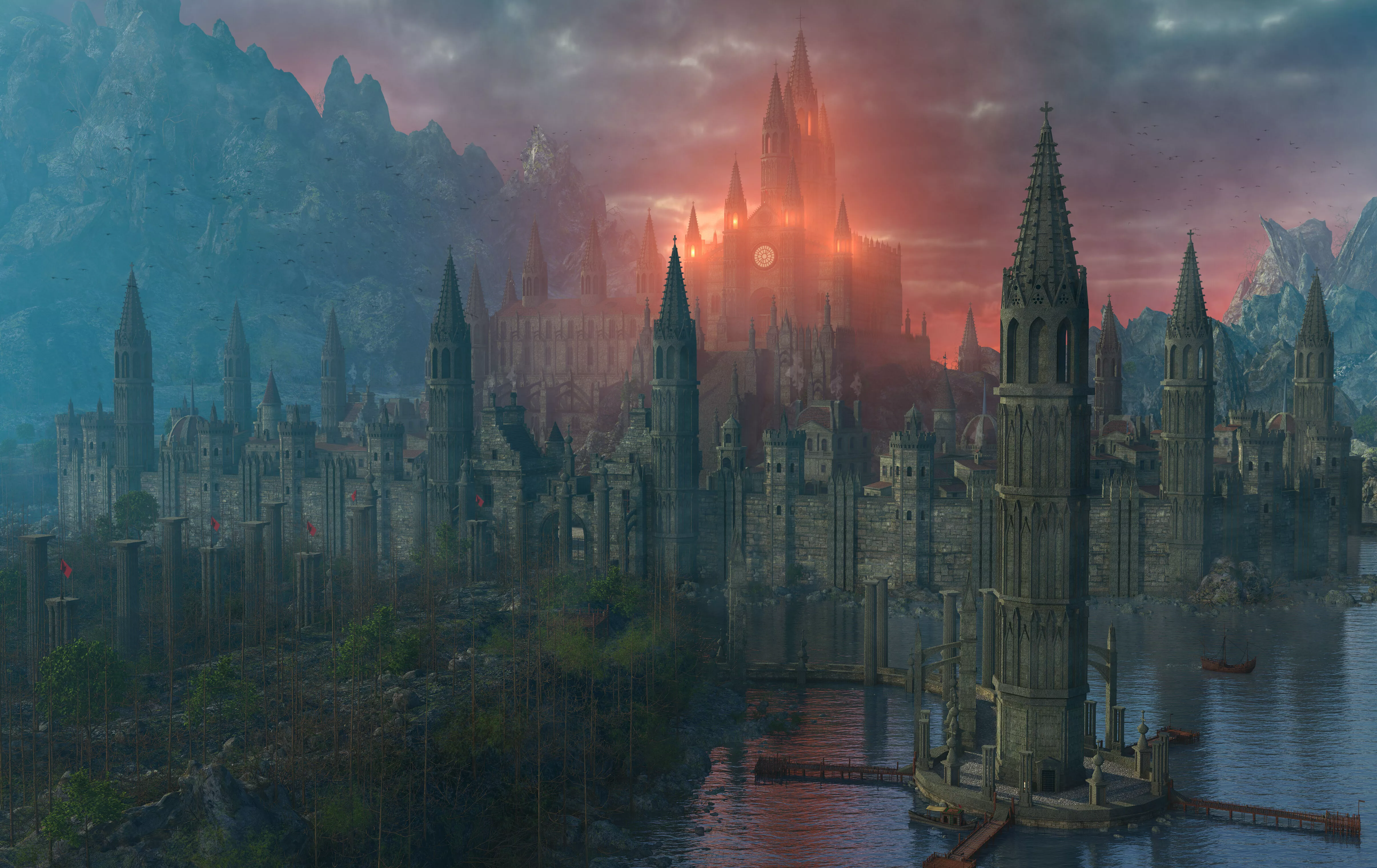 Fantasy Castle Town 3D model