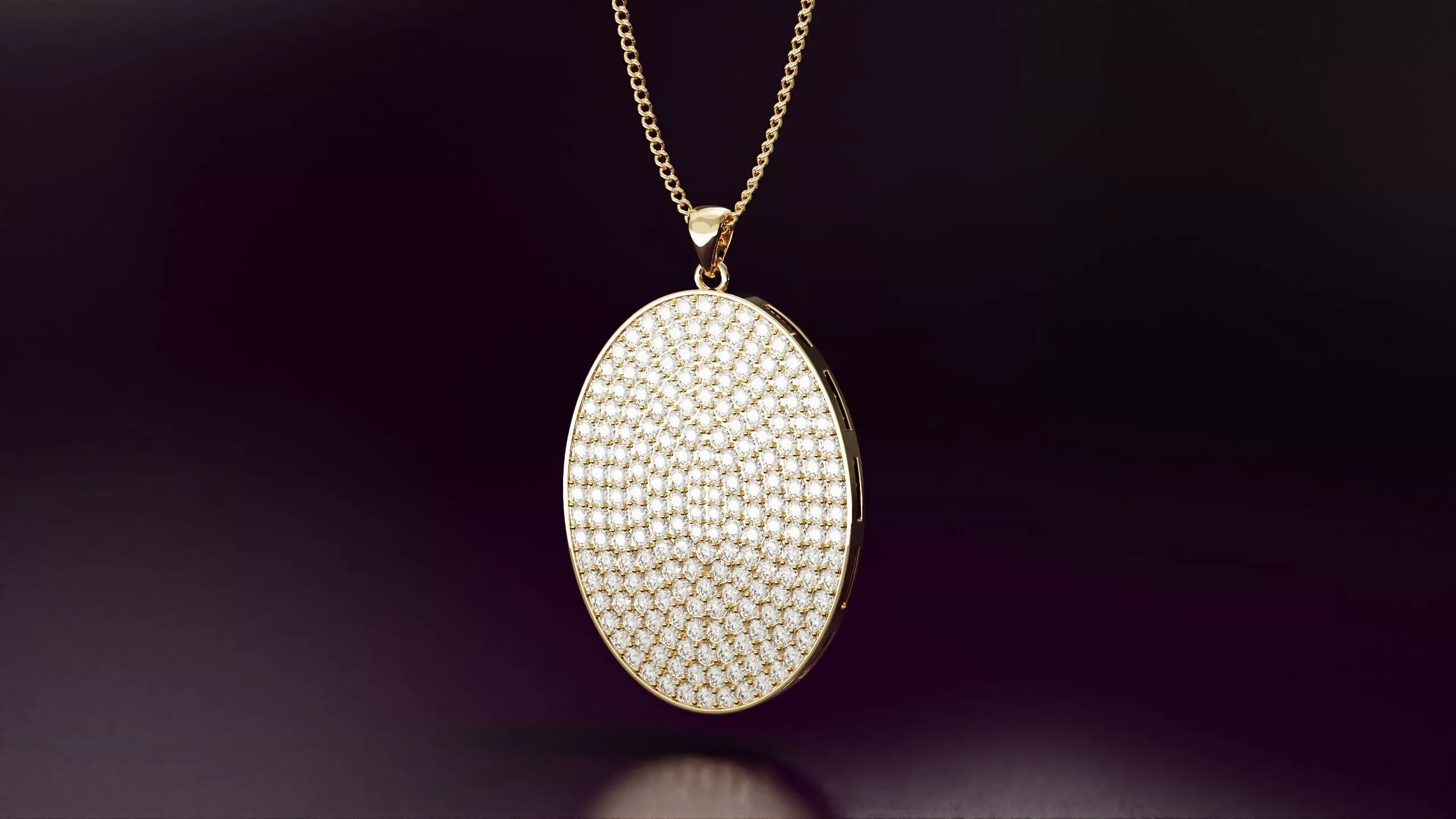 Ellipse pendant with round diamonds N02 40mm 3D print model