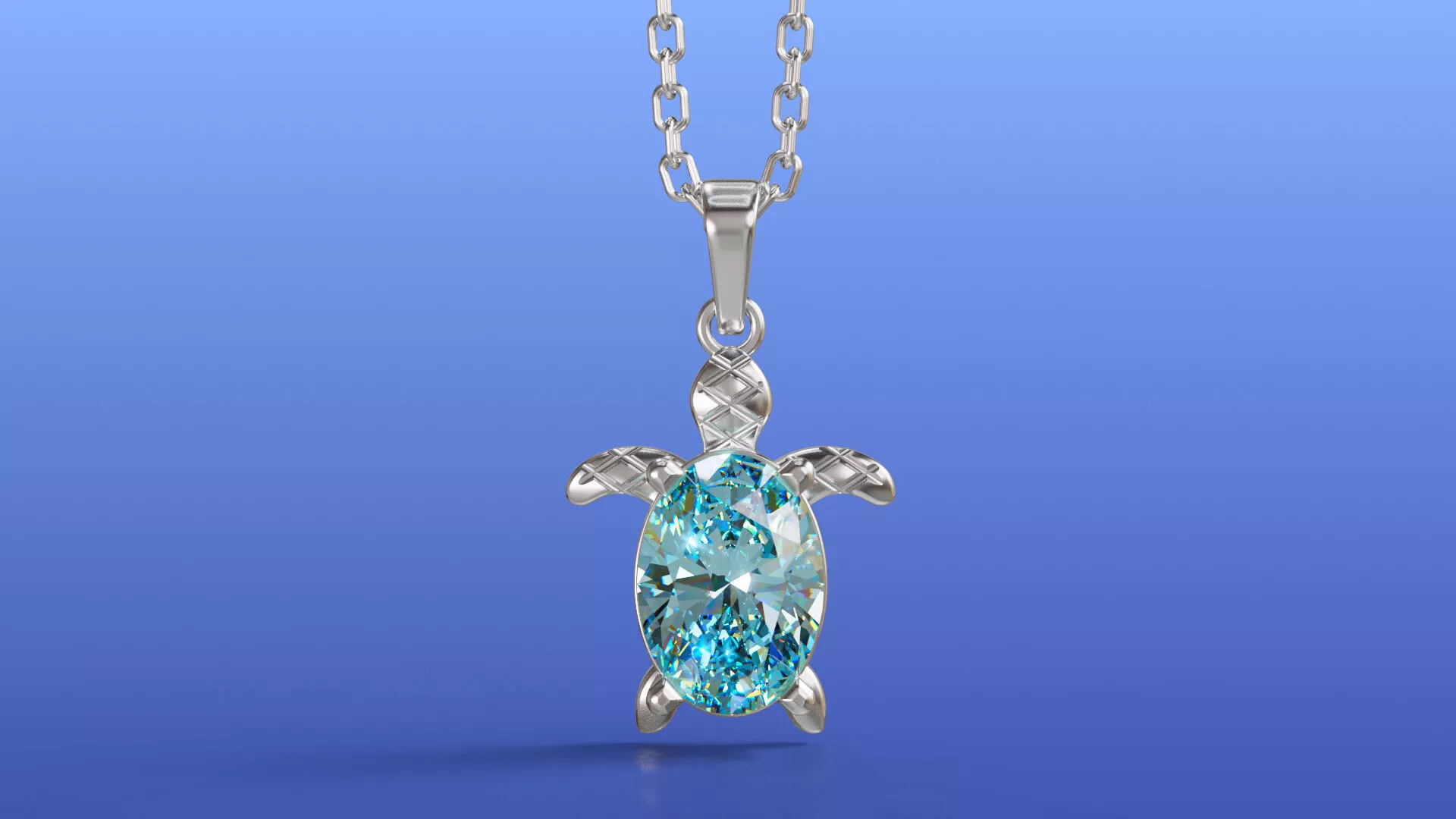Oval Gemstone Sea Turtle Pendant Ocean Necklace Design 3D print model
