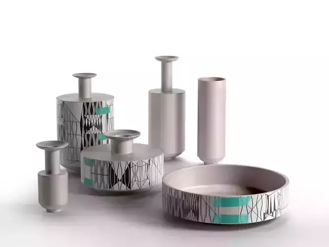 Vase Set with Bowl 3D model