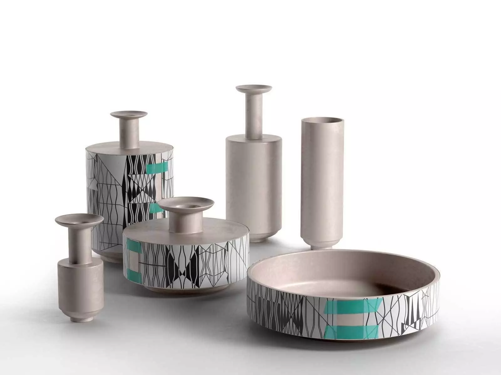 Vase Set with Bowl 3D model_0