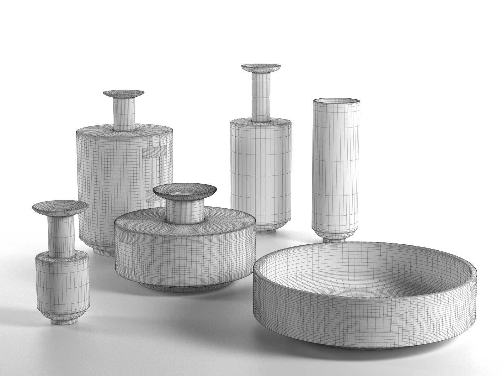 Vase Set with Bowl 3D model_1