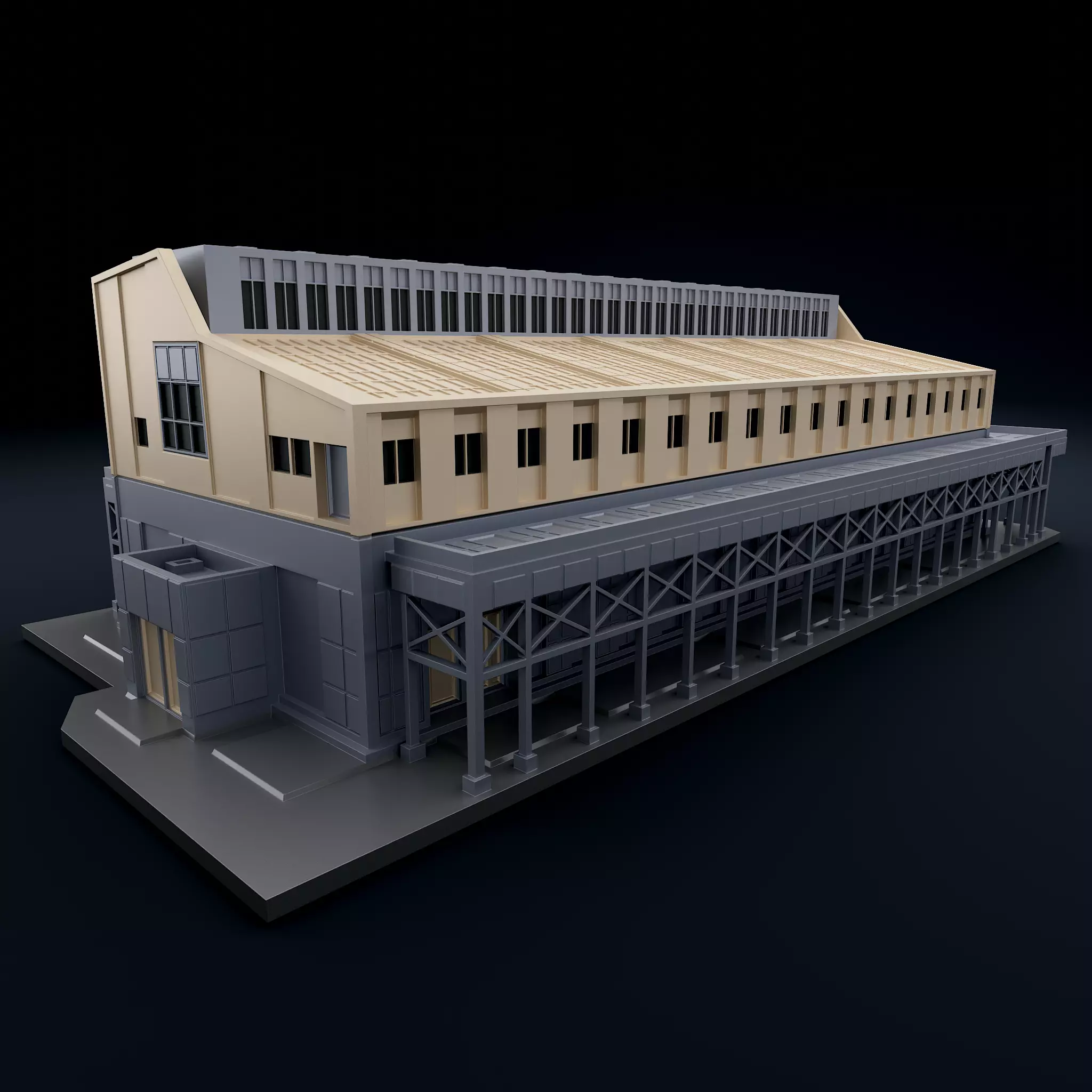 Industrial Warehouse Building- Multicolor 3D Printable Miniature 3D print model