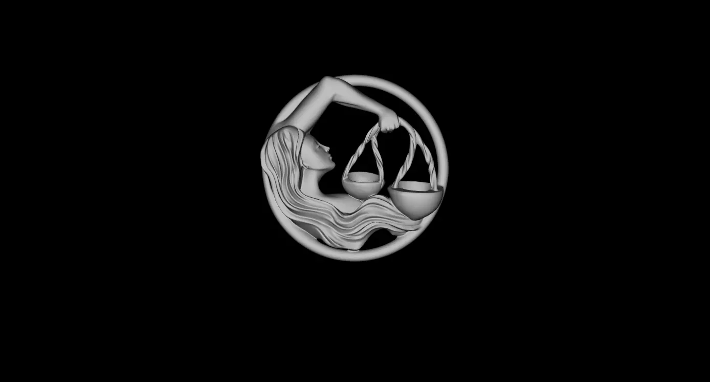 Libra Zodiac Woman Pendant 3D Jewelry CAD 3D print model