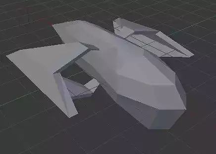 Starship 2 spaceship in low polygons