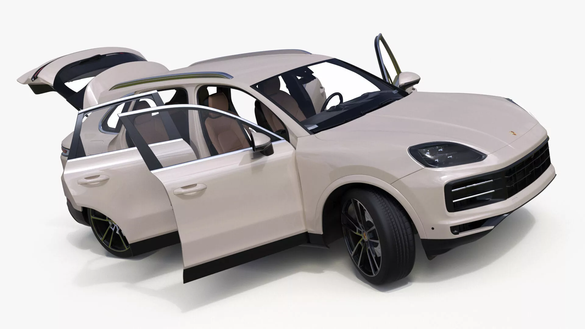 Porsche Cayenne Luxury SUV Cashmere Beige Rigged 3D model
