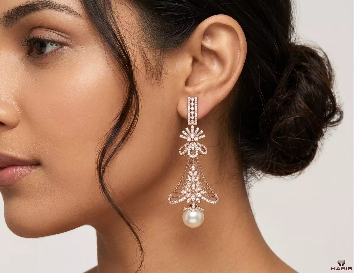 Luxury Pearl Drop Earrings CAD Model STL 3D print model