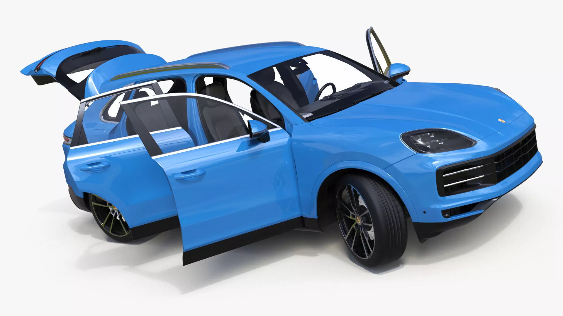Porsche Cayenne Luxury SUV Montego Blue Rigged 3D model