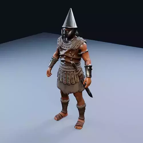 Sumerian spearman Battleworn Low Poly PBR Game Asset