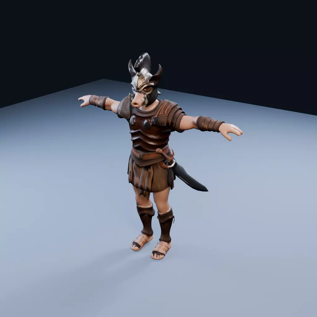 Mycenaean hoplite Battleworn Low Poly PBR Game Asset Low-poly 3D model