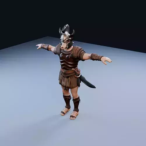 Mycenaean hoplite Battleworn Low Poly PBR Game Asset