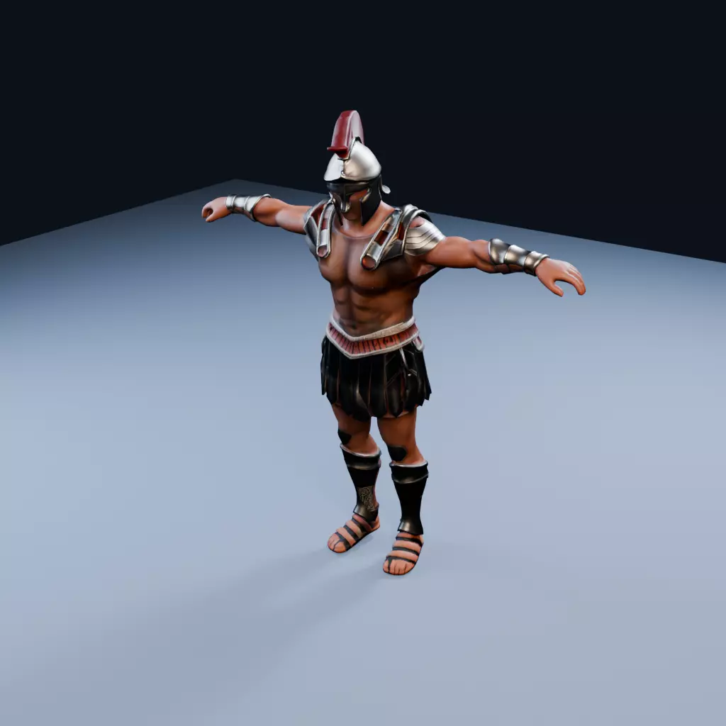 Greek hoplite Battleworn Low Poly PBR Game Asset Low-poly 3D model