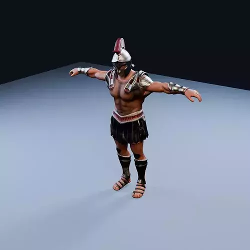 Greek hoplite Battleworn Low Poly PBR Game Asset
